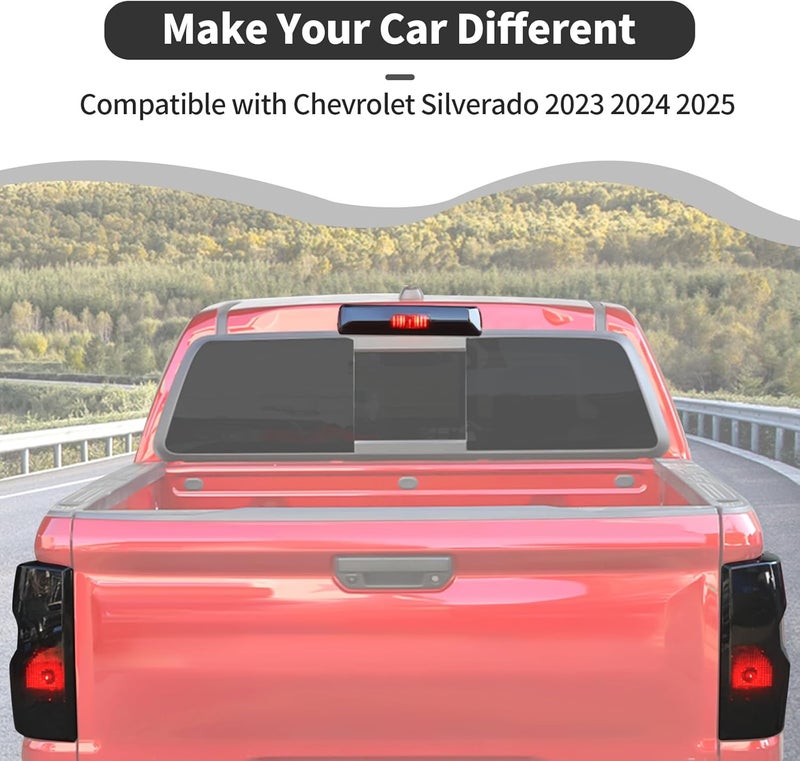 HTHE High Mount Brake Light Cover Trim/Tail Light Decoration Compatible with Chevrolet Silverado 2023 2024 2025 Exterior Accessory ABS 3ps(Black) - Image 3